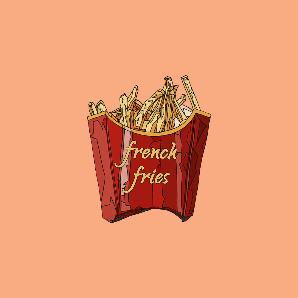 French Fries Chips Hatched Art
